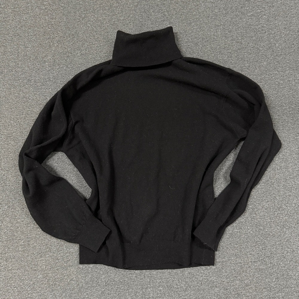 Vintage United Colors of Benetton Turtleneck Sweater Womens M Black Good Wool